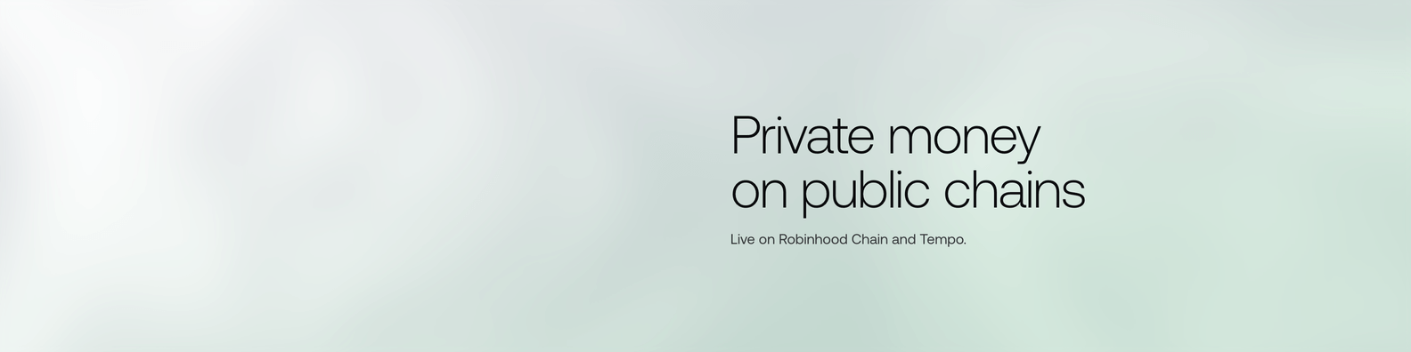 Gloam LinkedIn banner: the field with the line Private money on public chains