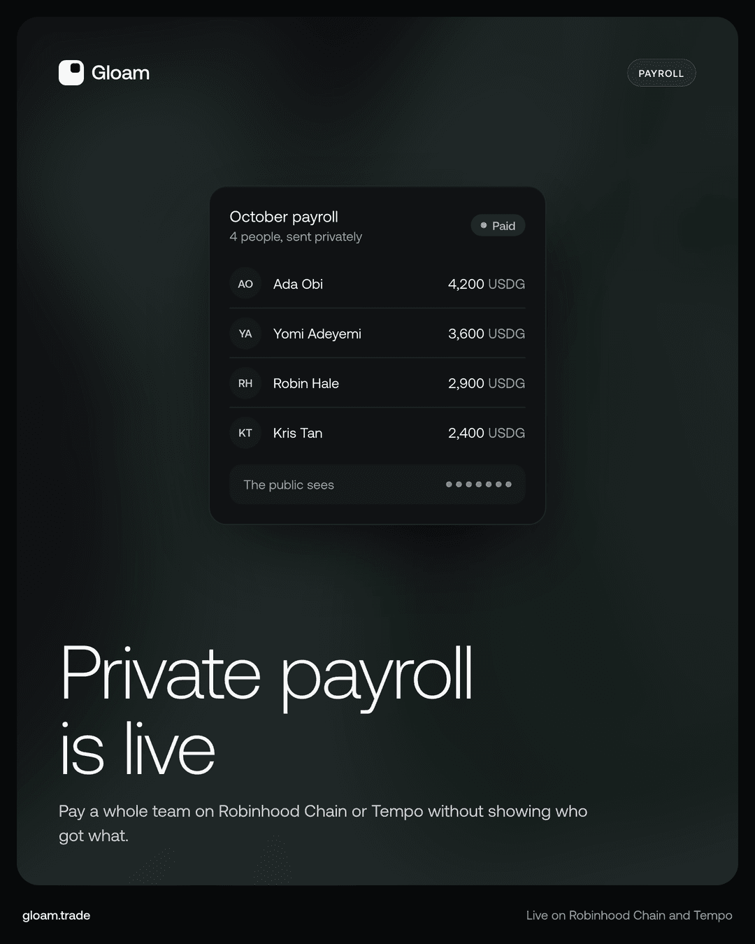Tall post reading Private payroll is live