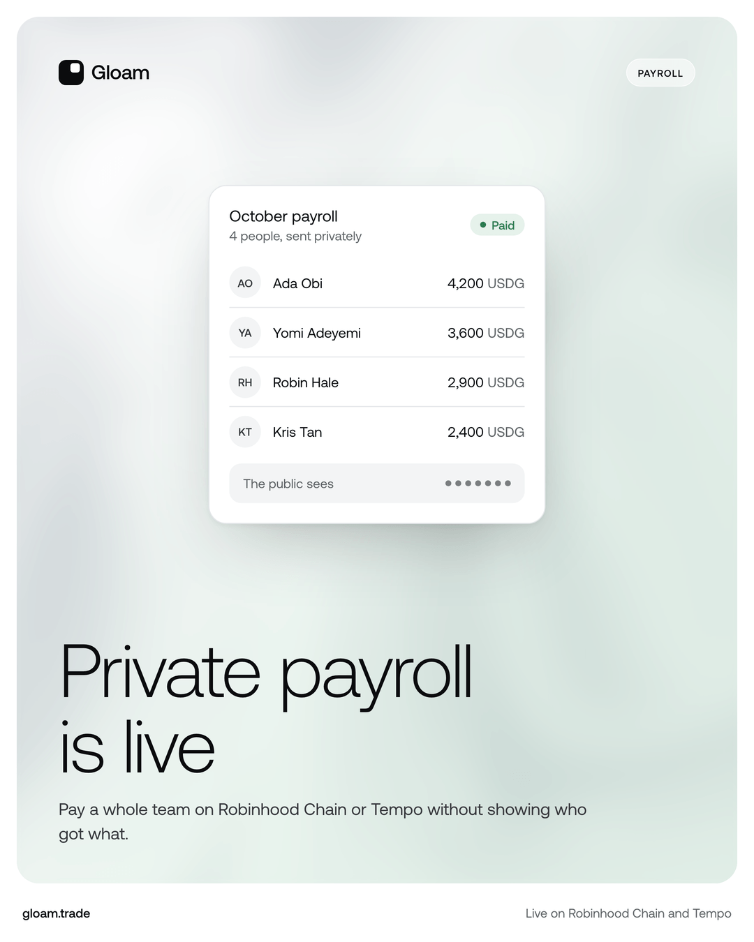 Tall post reading Private payroll is live