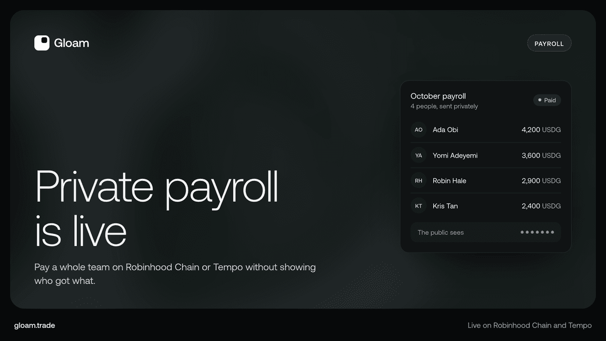 Post reading Private payroll is live, with a payroll card on the field
