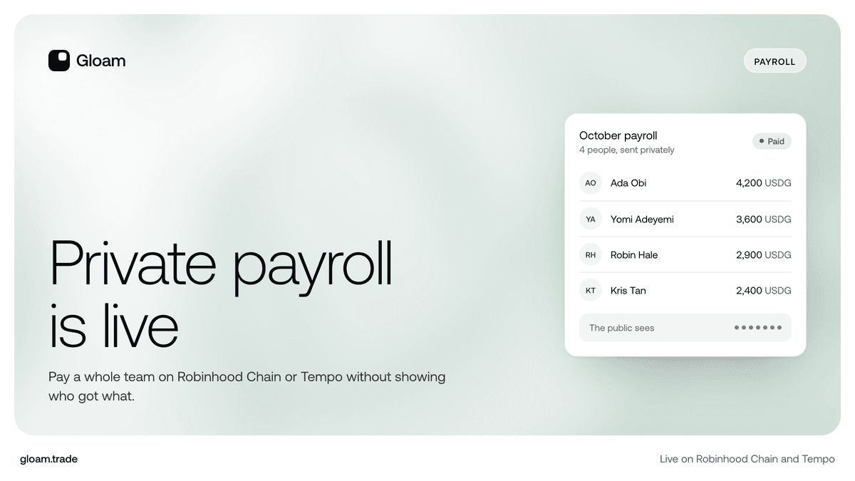 Post reading Private payroll is live, with a payroll card on the field